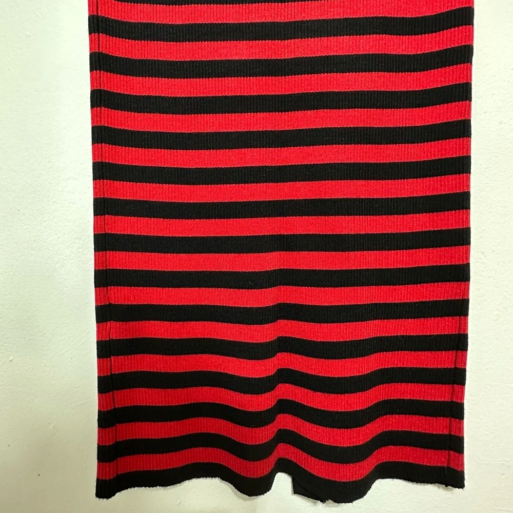 Zara Red and Black Striped Knit Midi Skirt Size Small - Picture 8 of 12